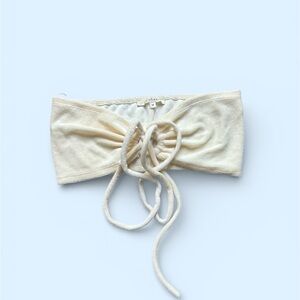 Women’s Cream Tie-Front Bandeau Crop Top